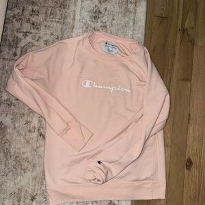 Champion Light Pink Pullover Sweatshirt with White Logo